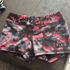 Fleo Pink and Black Athletic Shorts with Abstract Design